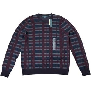 Perry Ellis Mens Wool Blend Crew Neck Sweater Port Plaid XL 4DFG7246PS